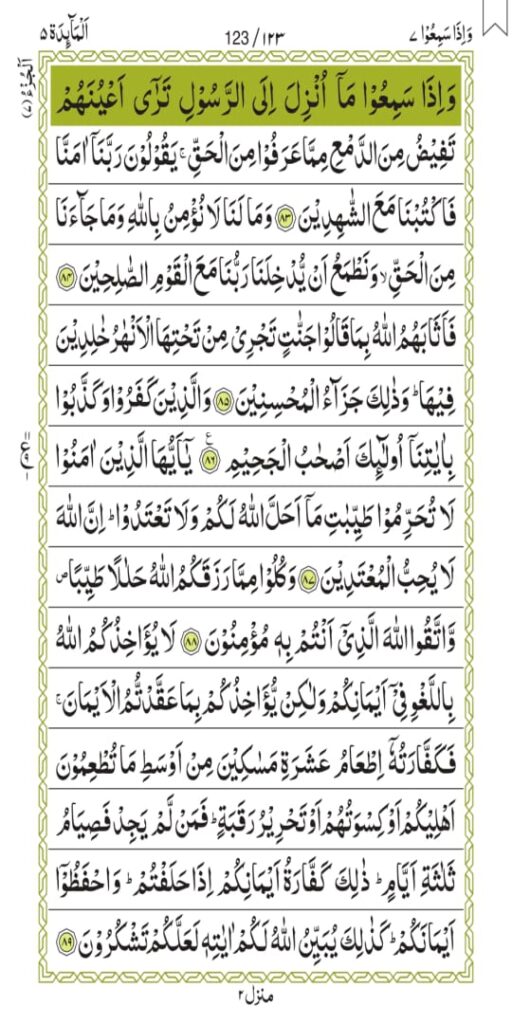 Surah Al-Maaidah 123